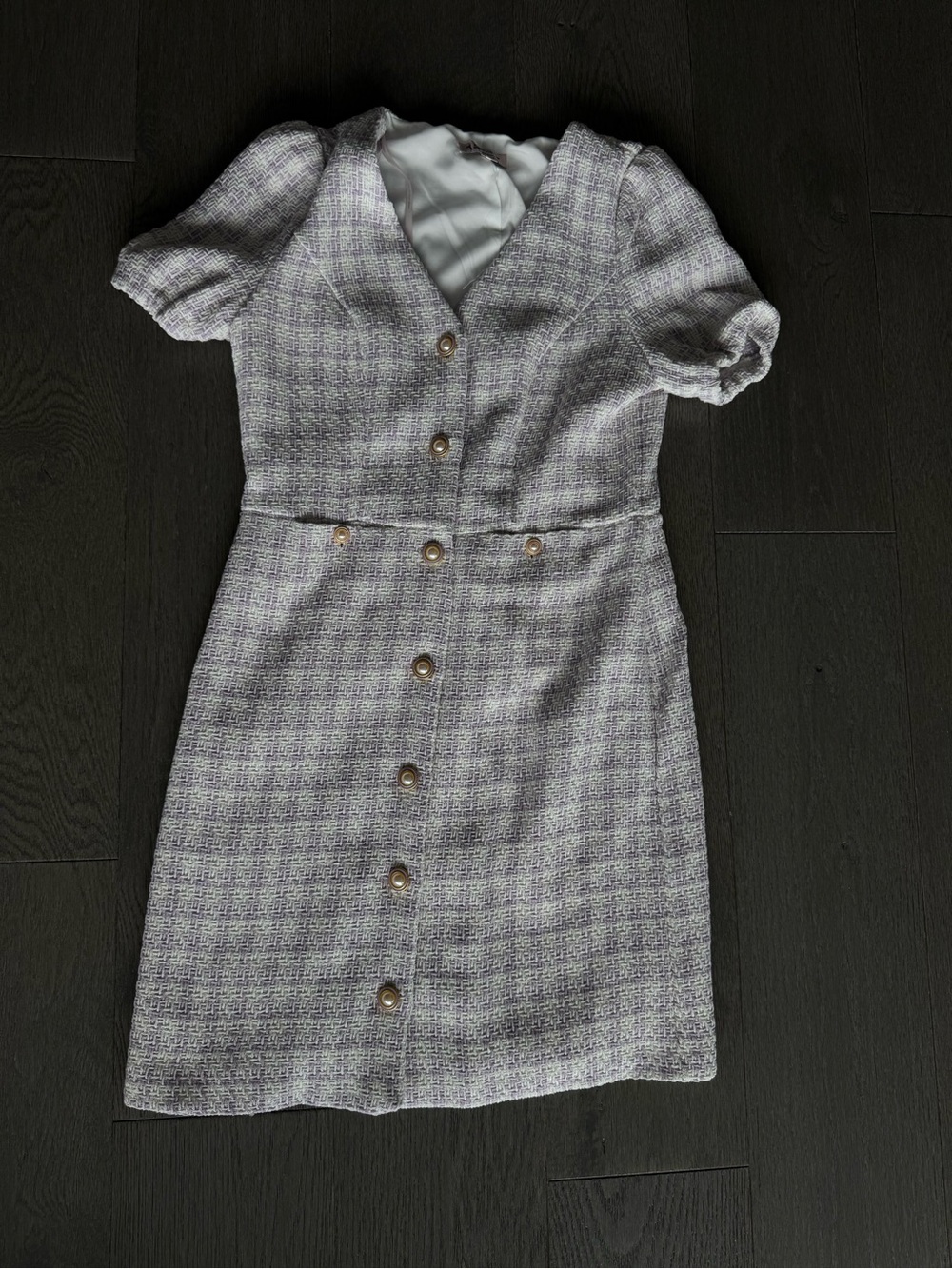 Nanette pearl button Tweed dress